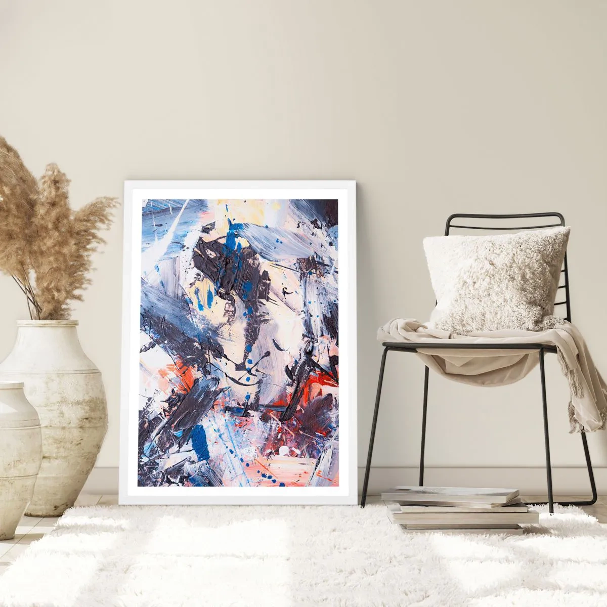 Poster in een witte lijst - Gekke dans van abstractie - 50x70 cm