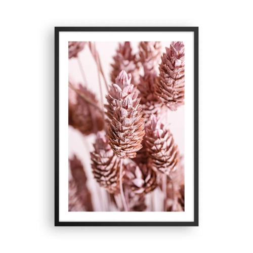 Poster in een zwarte lijst - Close-up van gedroogde bloemen in tinten roze - 50x70cm - Schijnbaar onopvallend - Moderne wanddecoratie voor woonkamer en slaapkamer ARTTOR