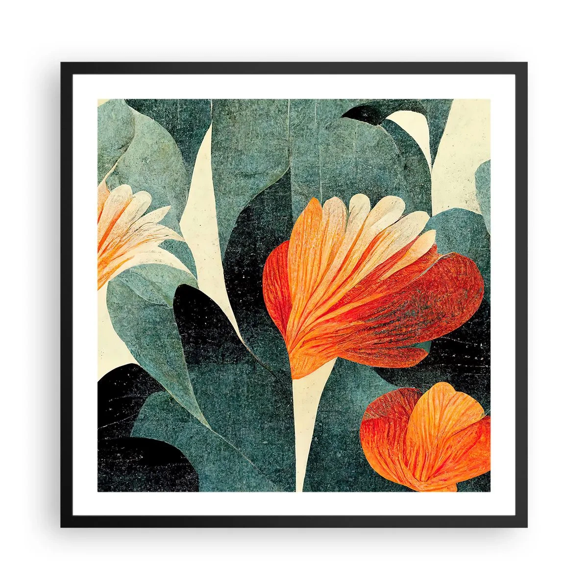 Poster in een zwarte lijst - De hitte van de tropen en de koelte van het groen - 60x60 cm