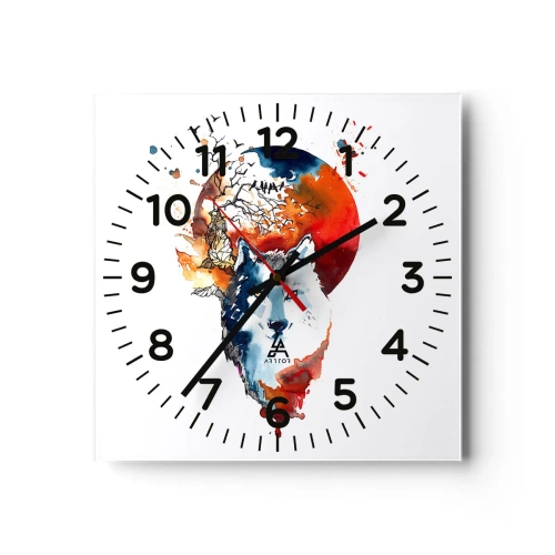Wandklok - Klok - Neus aan neus met de nacht - 30x30 cm