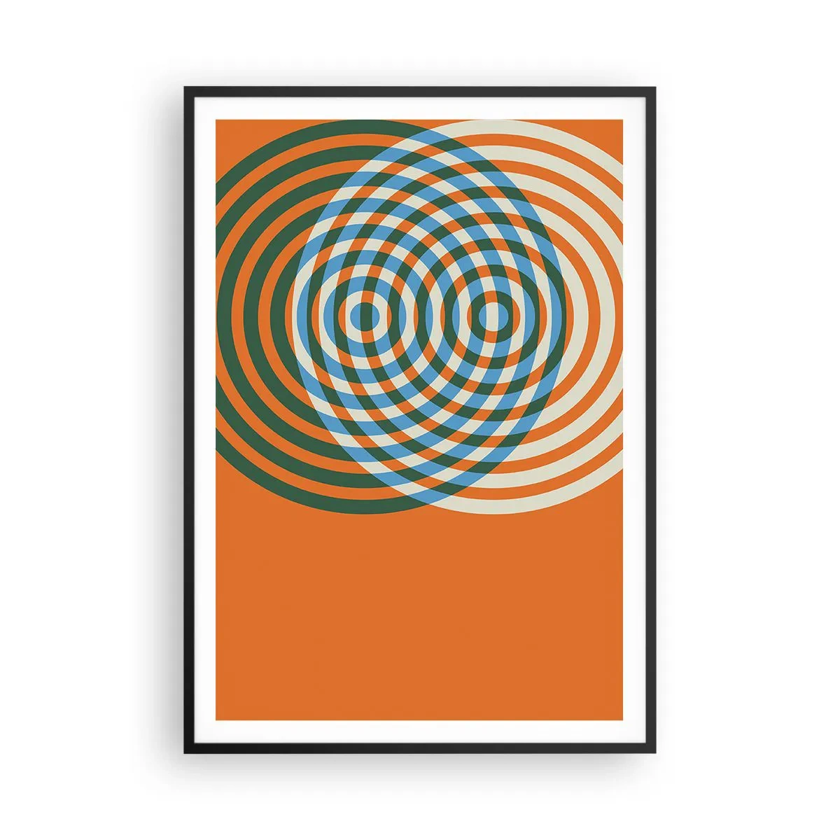 Poster in een zwarte lijst - Abstracte circulaire variatie - 70x100 cm