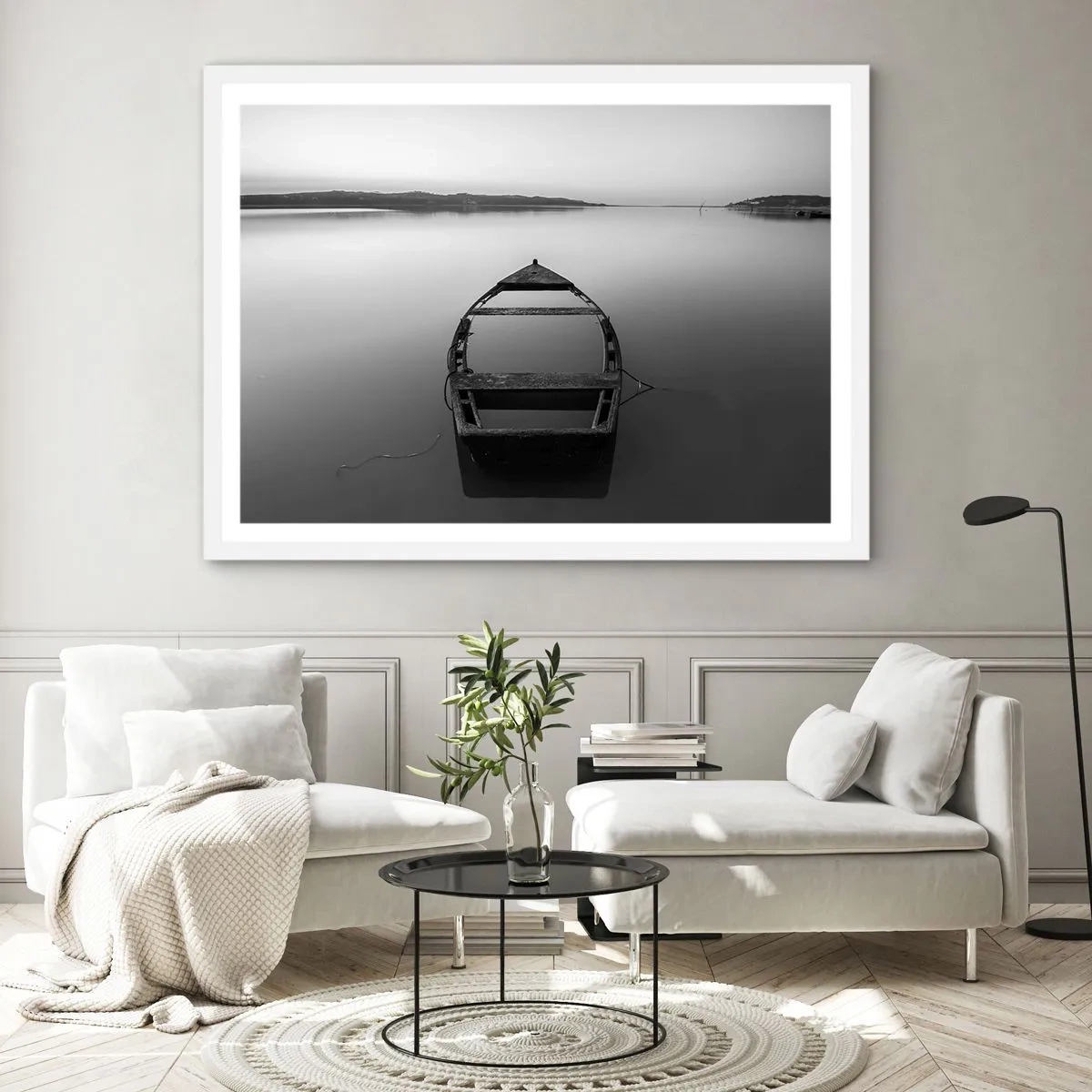 Poster in een witte lijst - Verlangen en melancholie - 100x70 cm