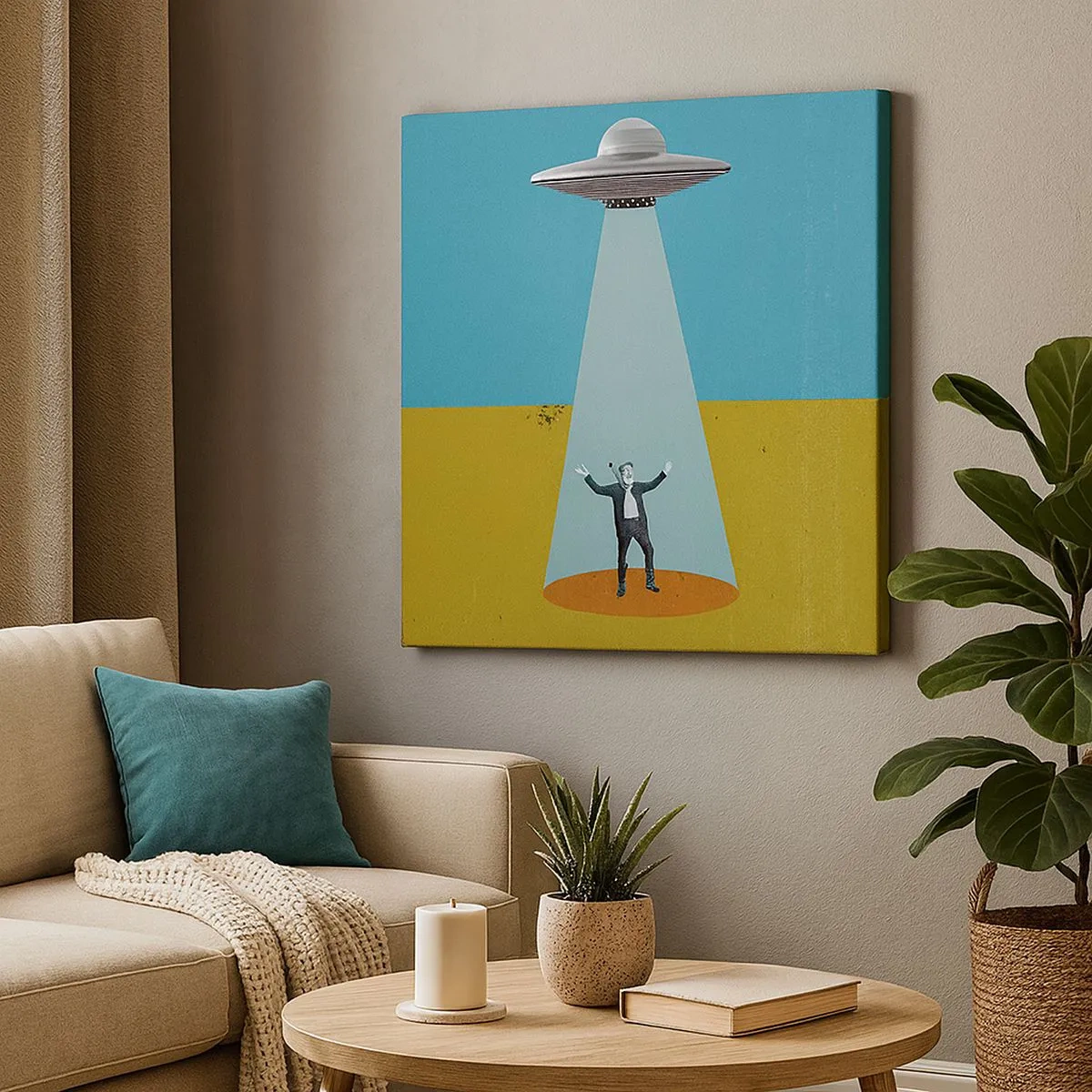 Schilderen op canvas - Een nauwe ontmoeting - 30x30 cm