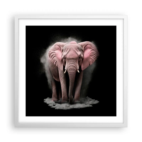 Poster in een witte lijst - Denk niet aan een roze olifant! - 50x50 cm