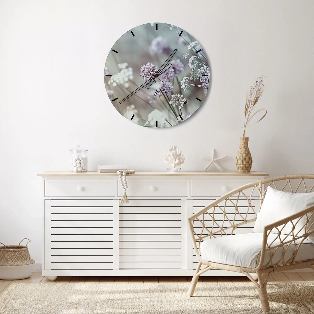 Wandklok - Klok - Zoete filigrane kruiden - 40x40 cm