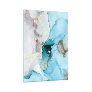 Schilderen op glas - Een studie van de ontmoeting van grijs en turkoois - 80x120 cm