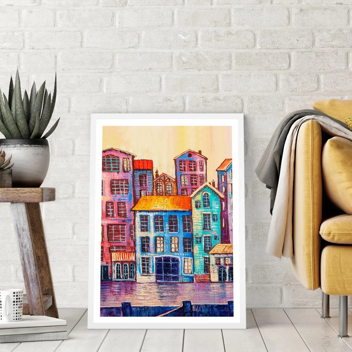 Poster in een witte lijst - Een stad als uit een sprookje - 70x100 cm