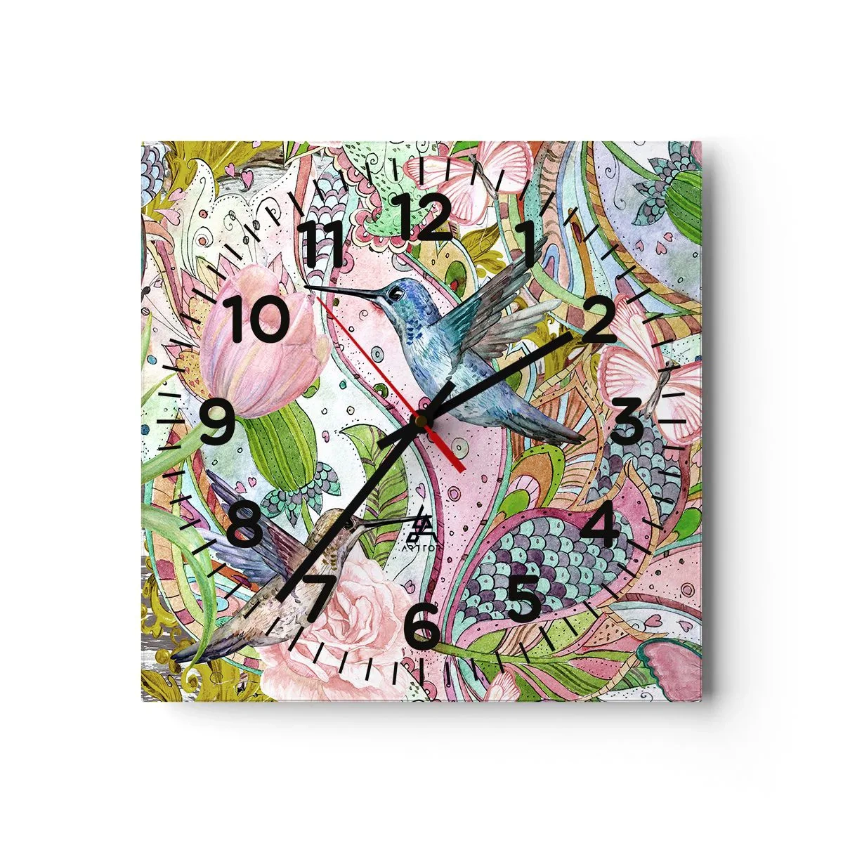 Wandklok - Klok - Verstrikt in wijnstokken - 40x40 cm
