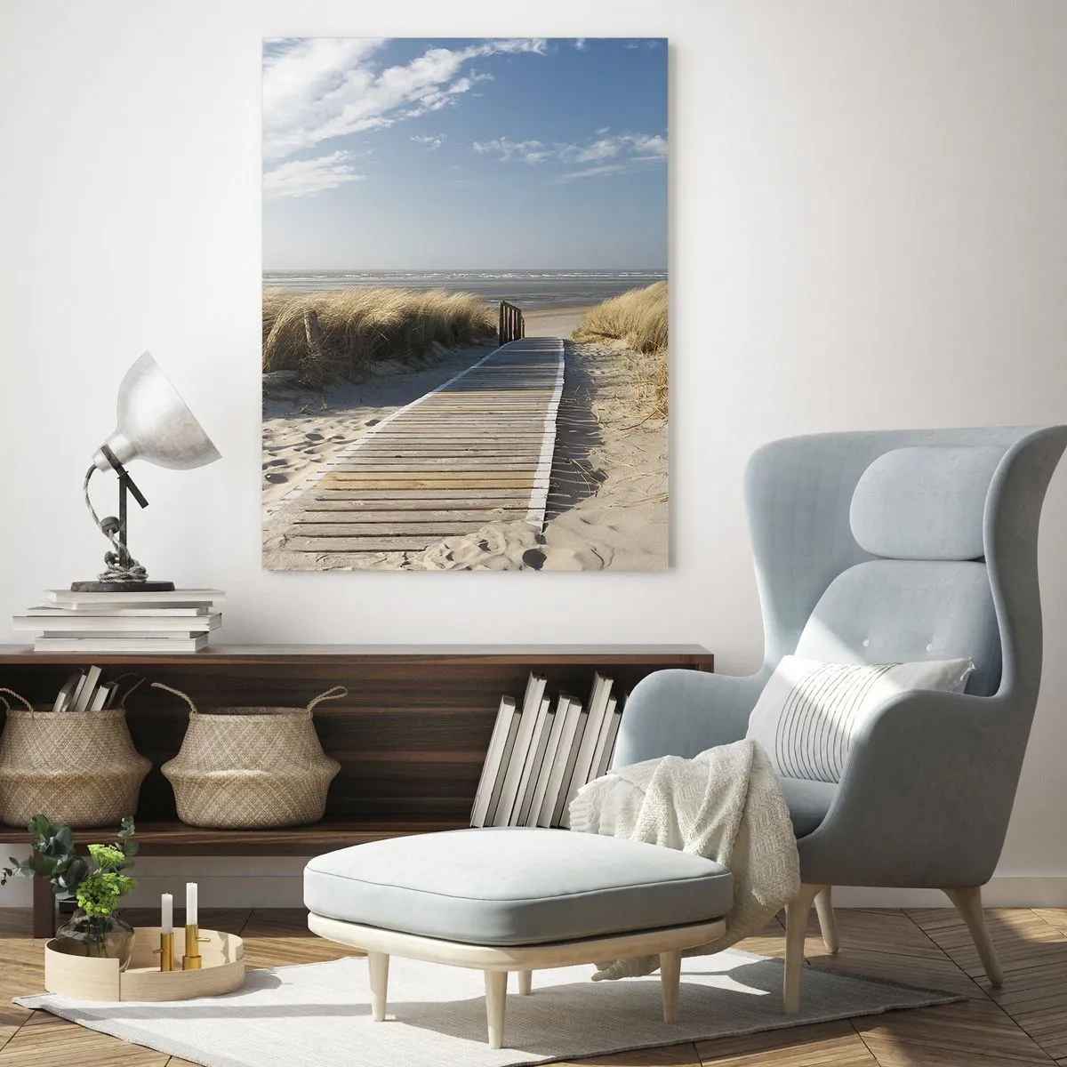 Schilderen op glas - Achter het duin, in het ruisen van gras - 50x70 cm