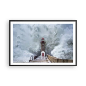 Poster in een zwarte lijst - Het gebrul van het water, het geluid zal blazen - 91x61 cm