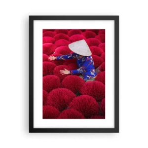 Poster in een zwarte lijst - In het rijstveld - 30x40 cm