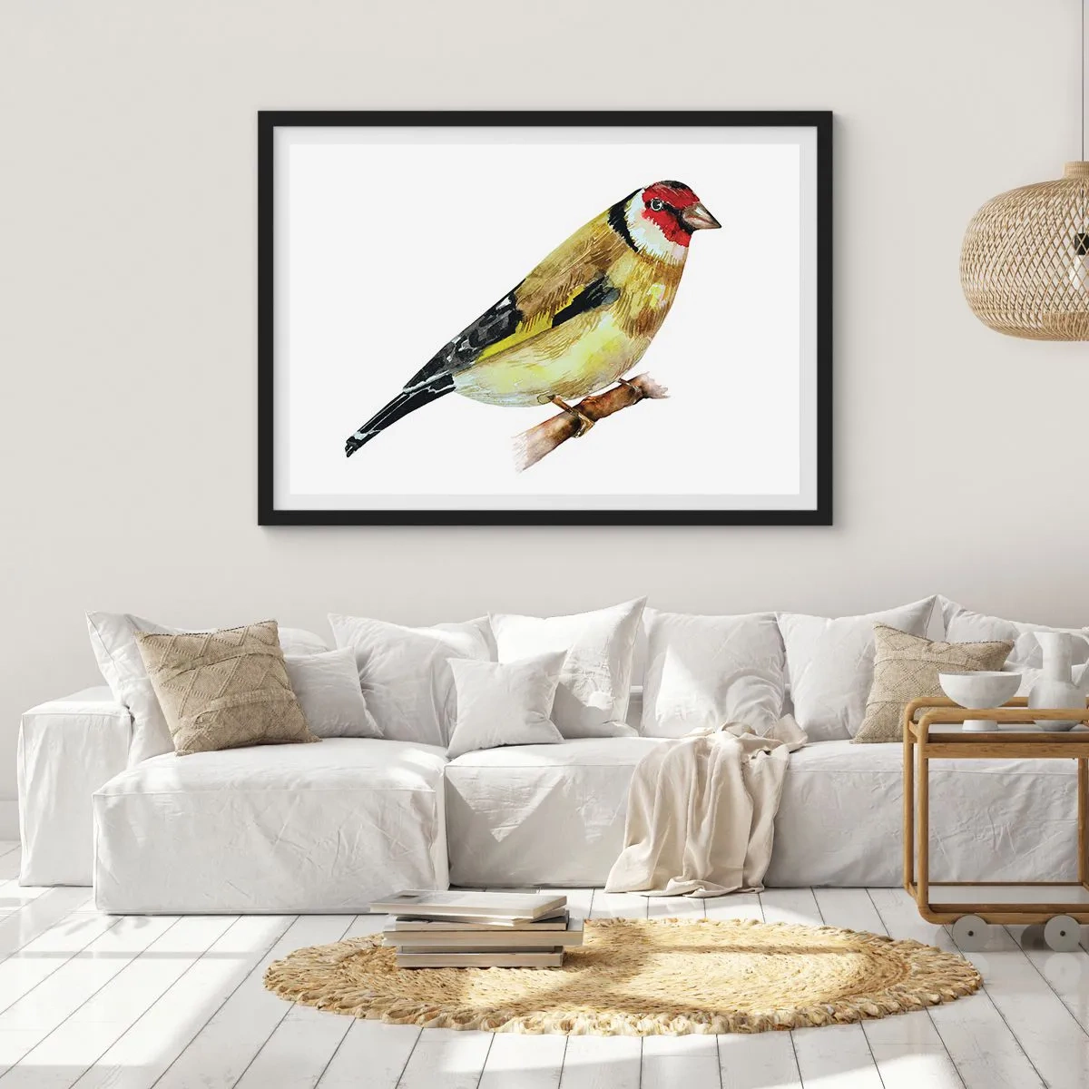 Poster in een zwarte lijst - Vogel portret - 70x50 cm