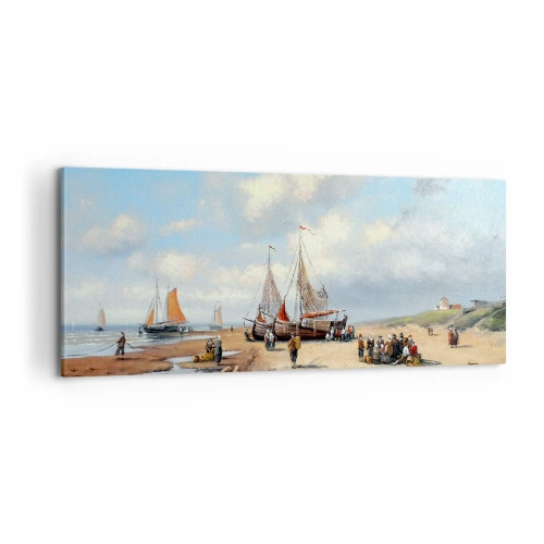 Schilderen op canvas - Na een geslaagde vangst - 100x40 cm