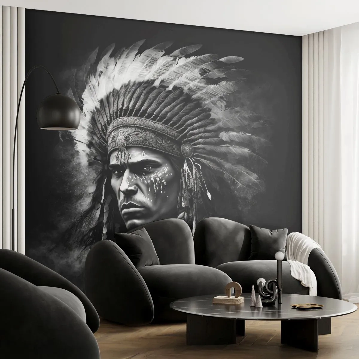 Fotobehang Premium Sand - Een leider en strijder - Indisch, Stammen, Etnisch - 100x70 cm