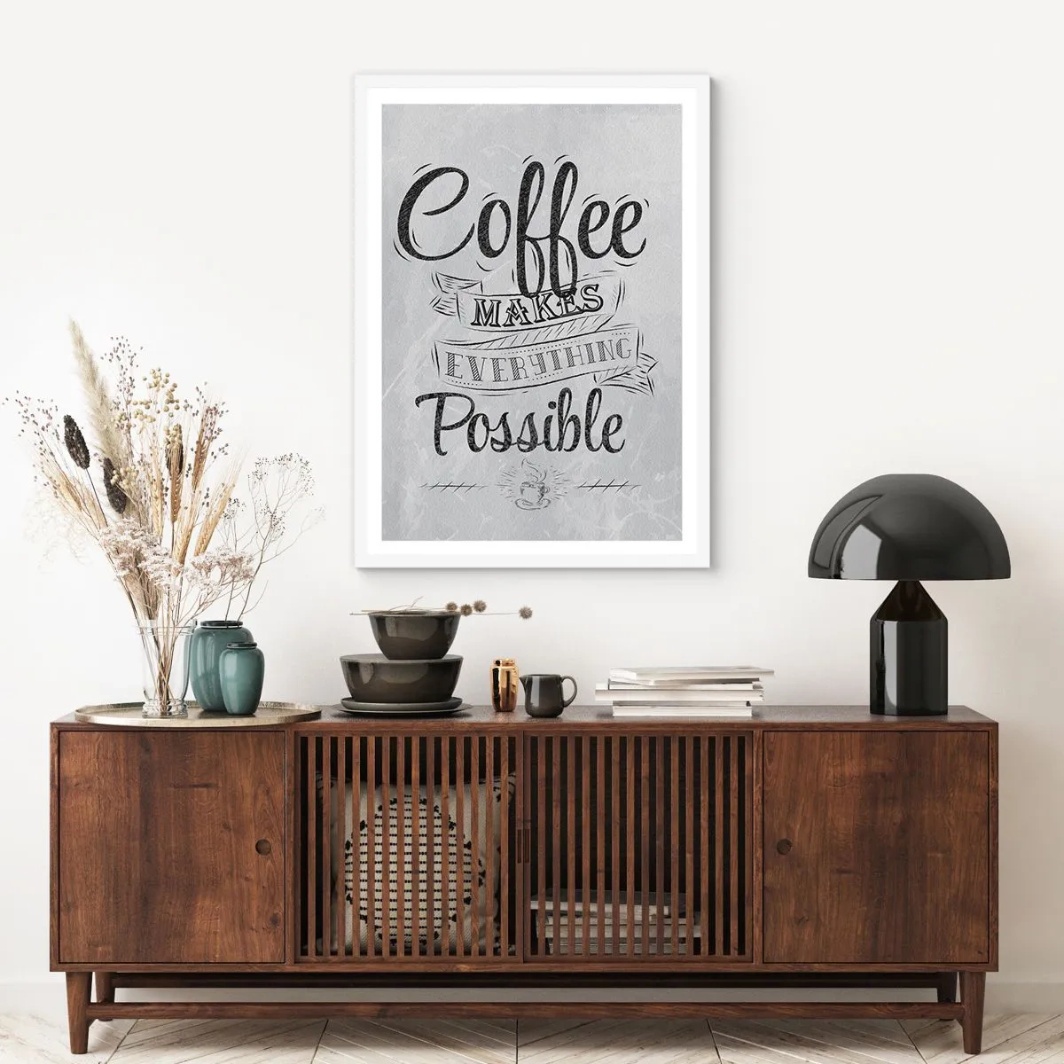 Poster in een witte lijst - Hoe kun je niet van koffie houden? - 61x91 cm