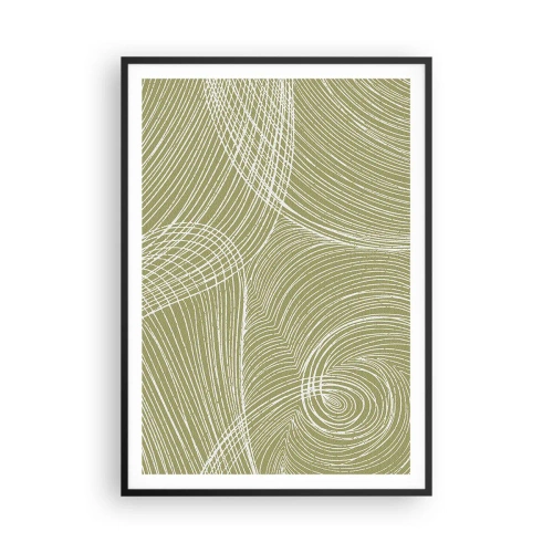 Poster in een zwarte lijst - Ingewikkelde abstractie in wit - 70x100 cm