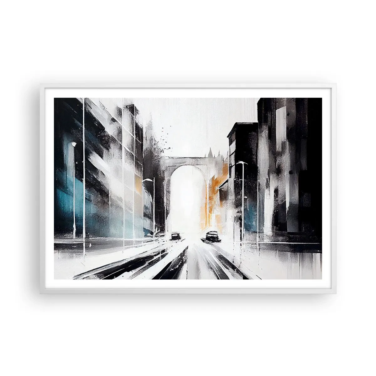 Poster in een witte lijst - Stadsstudie: architectuur en beweging - 100x70 cm