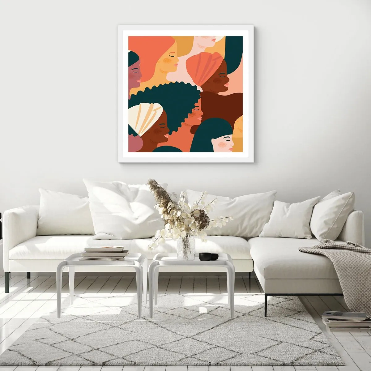 Poster in een witte lijst - Alleen vrouwelijkheid - 50x50 cm