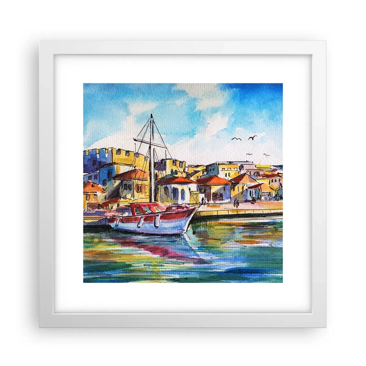 Poster in een witte lijst - Regenboogmiddag - 30x30 cm