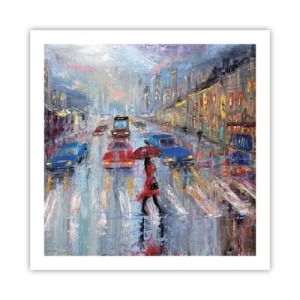 Poster - Regenachtige middag in de stad - 60x60 cm