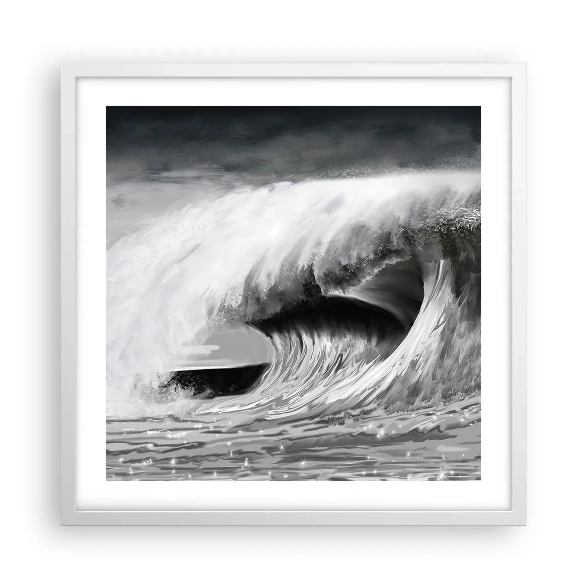 Poster in een witte lijst - De woede van de oceaan - 50x50 cm
