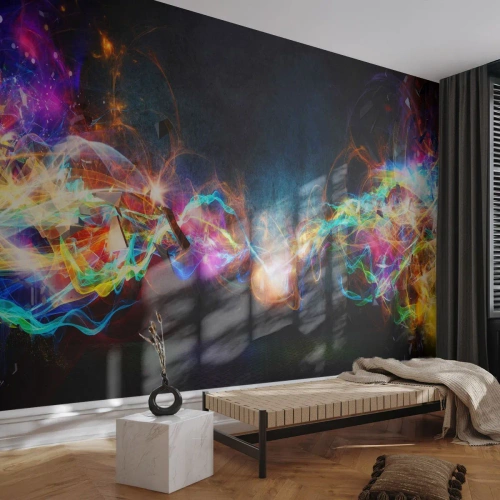 Zelfklevend Fotobehang Deluxe Sticker - Met vreugde tegen het donker - Abstractie, Deel, Explosie - 350x256 cm