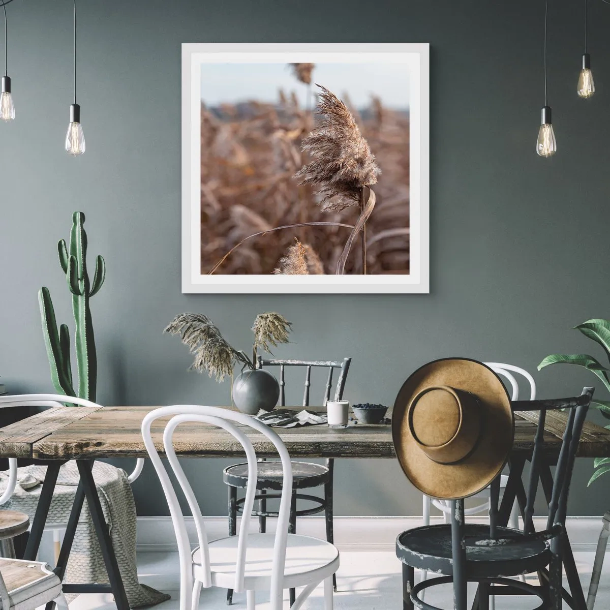 Poster in een witte lijst - Tijd om met de wind mee te gaan - 40x40 cm