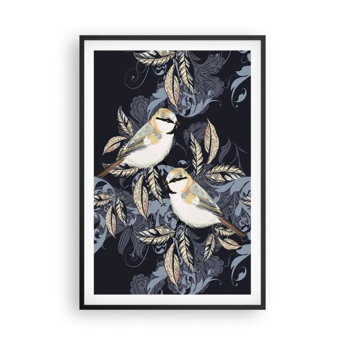 Poster in een zwarte lijst - Geel-blauwe triller - 61x91 cm