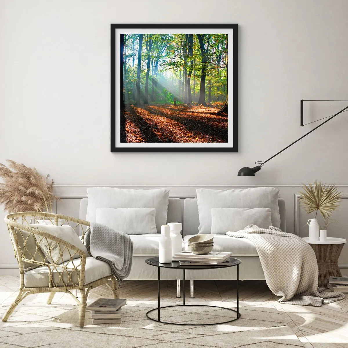 Poster in een zwarte lijst - Lichten en schaduwen - 50x50 cm