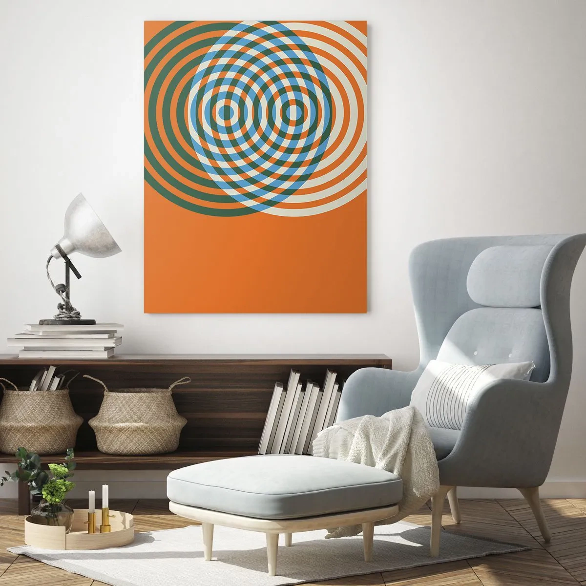 Schilderen op glas - Abstracte circulaire variatie - 70x100 cm