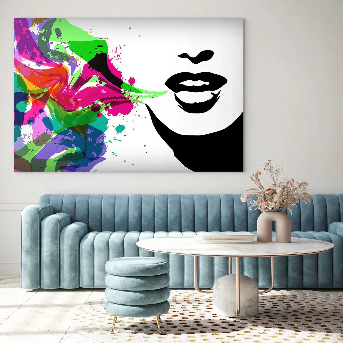 Schilderen op glas - Een verhaal in de kleuren van de regenboog - 120x80 cm