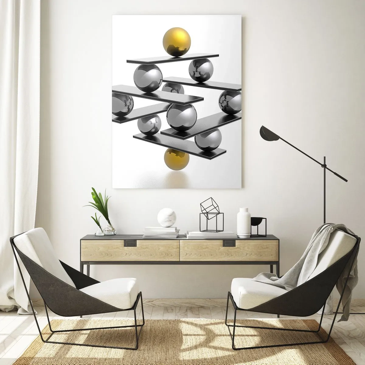 Schilderen op glas - Goud-zilver balans - 50x70 cm