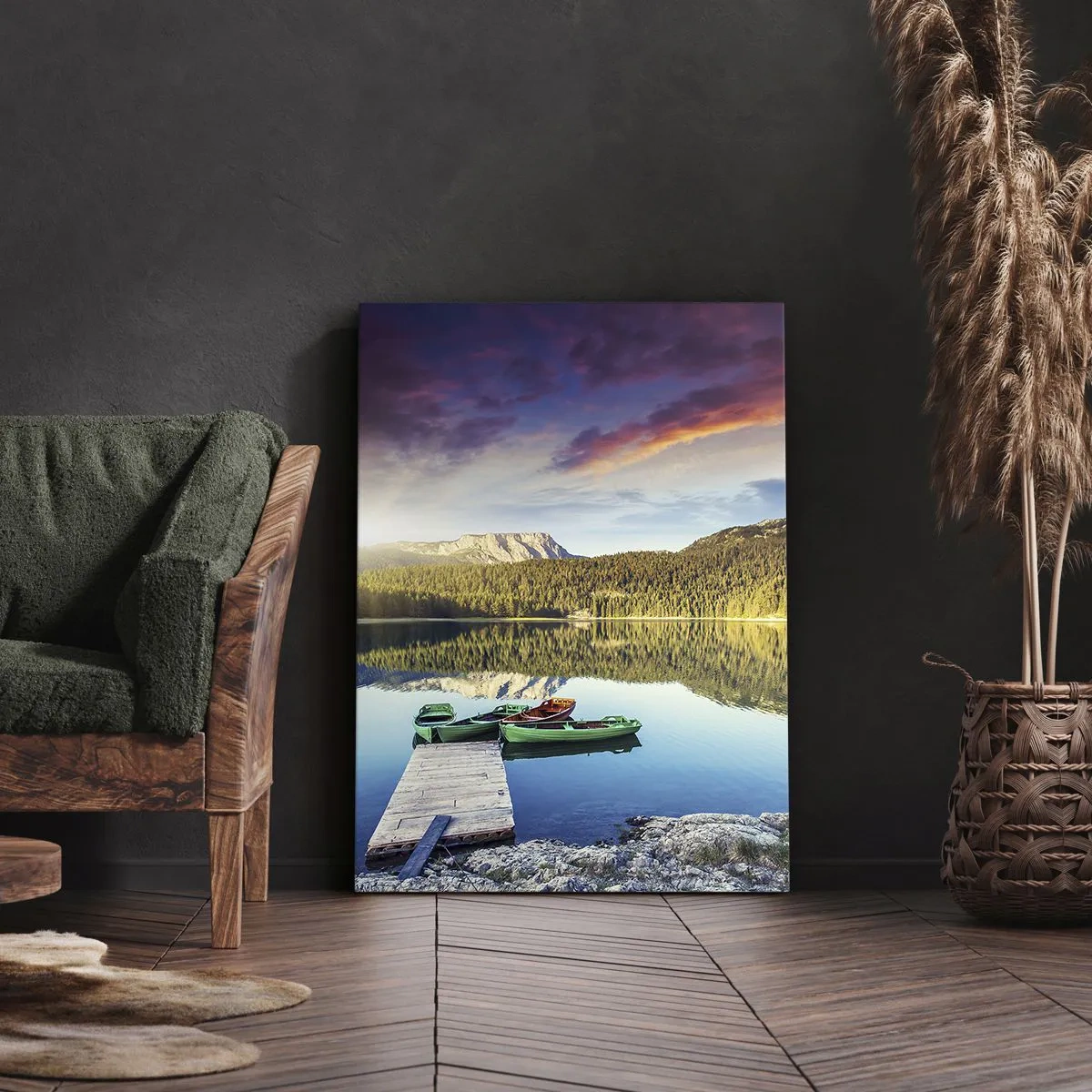 Schilderen op canvas - Over het water zo glad als een spiegel - 45x80 cm
