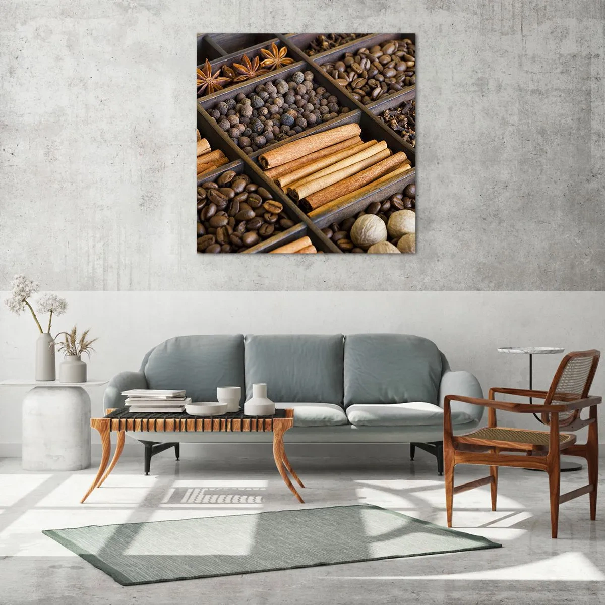 Schilderen op glas - Een schatkist aan aroma's - 60x60 cm