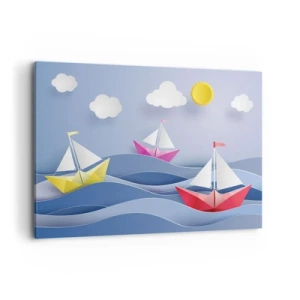 Schilderen op canvas - Ah, wat is het heerlijk om in de golven te schommelen - 100x70 cm