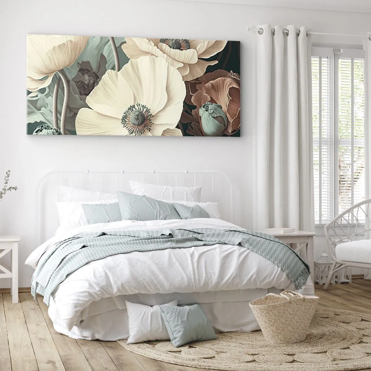 Schilderen op canvas - Het gefluister van klaprozen - 160x50 cm