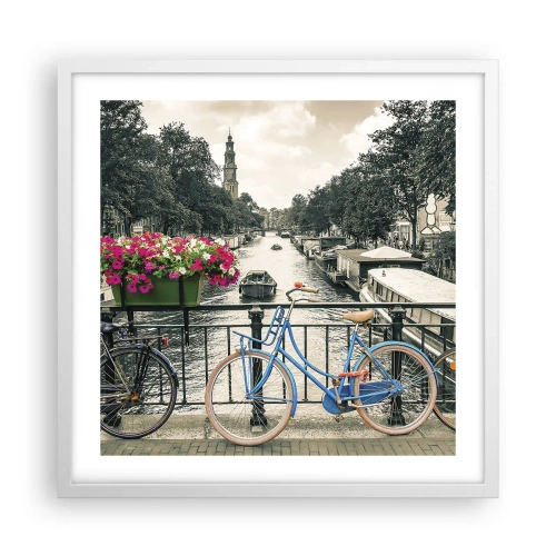 Poster in een witte lijst - De kleuren van de Amsterdamse straat - 50x50 cm