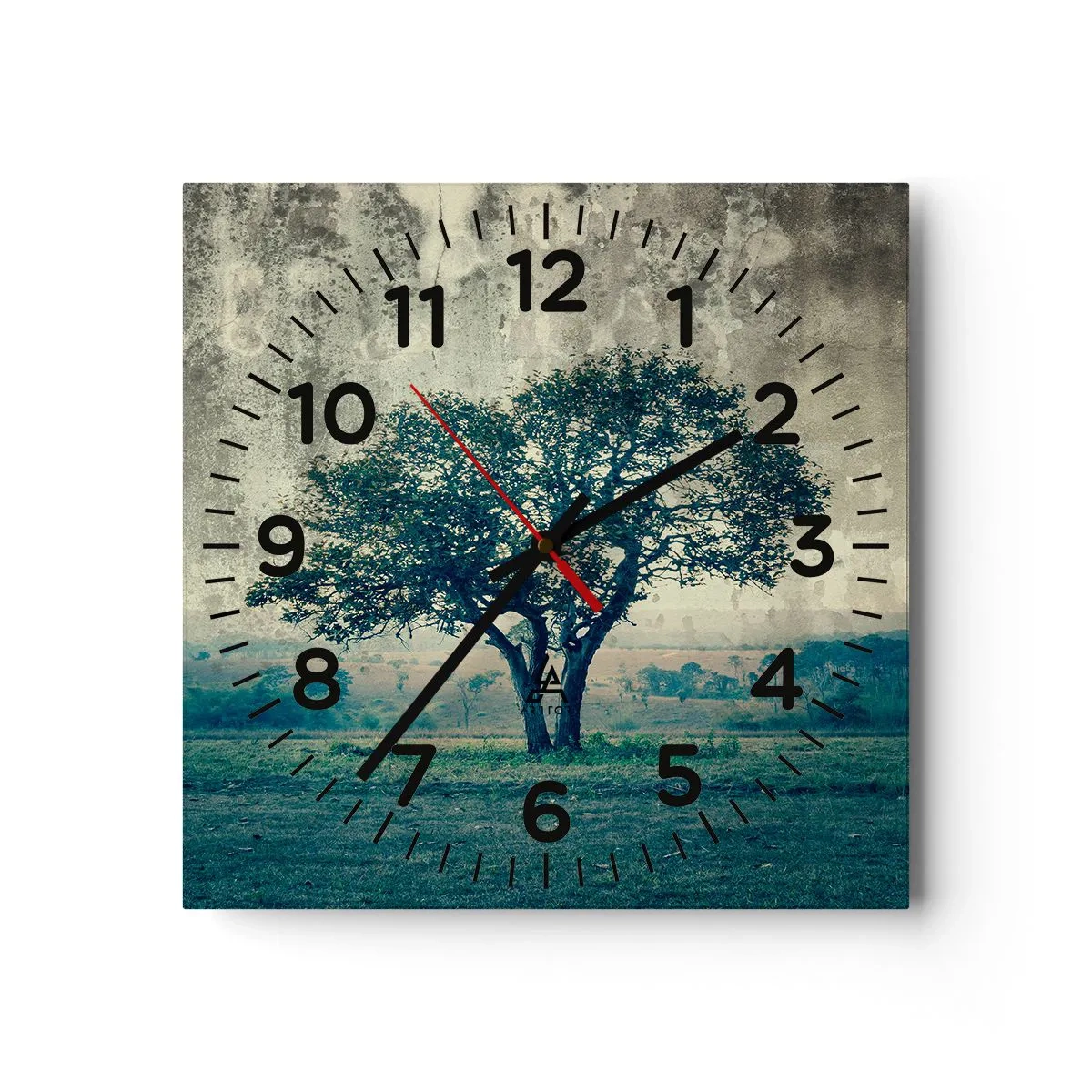 Wandklok - Klok - Een appelboom op een blauw veld? - 40x40 cm