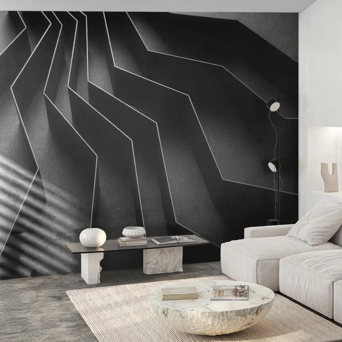 Zelfklevend Fotobehang Deluxe Sticker - Ruimtelijke orde - 3D, Doolhof, Modern - 450x315 cm