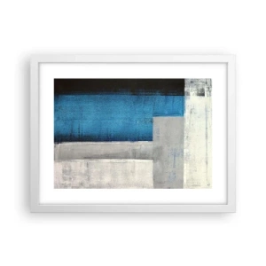 Poster in een witte lijst - Een poëtische compositie van grijs en blauw - 40x30 cm