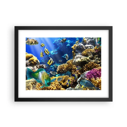 Poster in een zwarte lijst - Veel verkeer op de vakantieroute - 40x30 cm