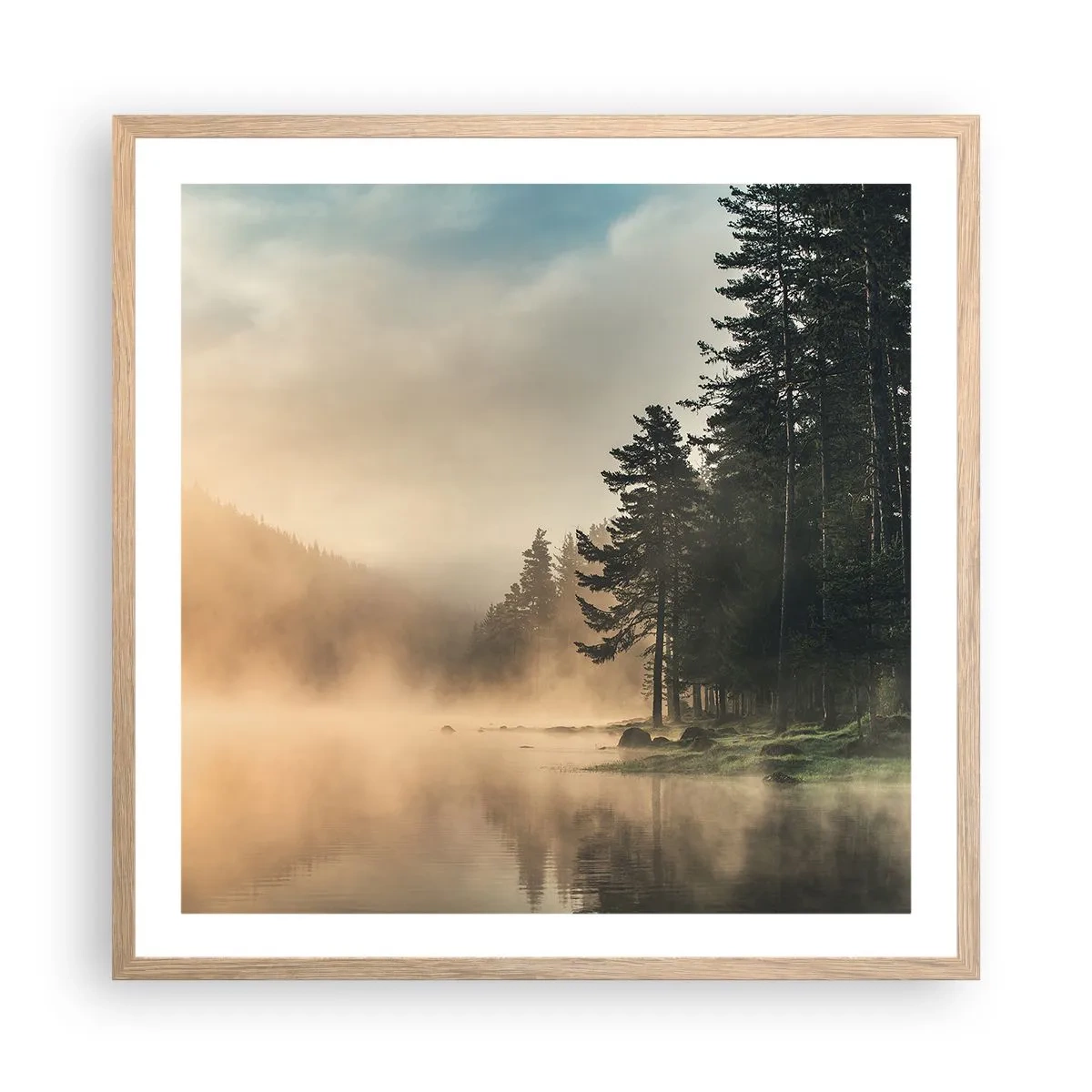 Een poster in een licht eiken lijst - De geboorte van de dag - 60x60 cm