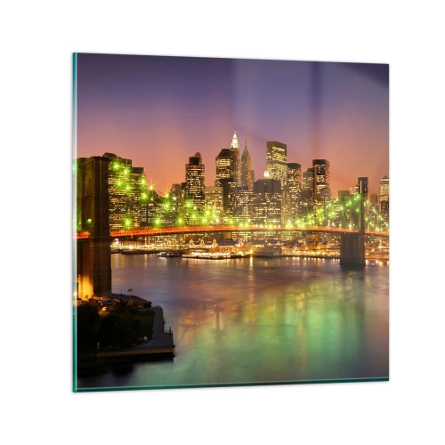 Schilderen op glas - Het licht gaat hier nooit uit - 30x30 cm