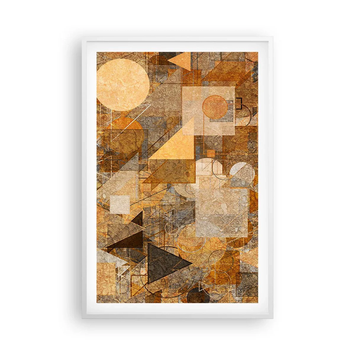 Poster in een witte lijst - Een kubistische studie van brons - 61x91 cm