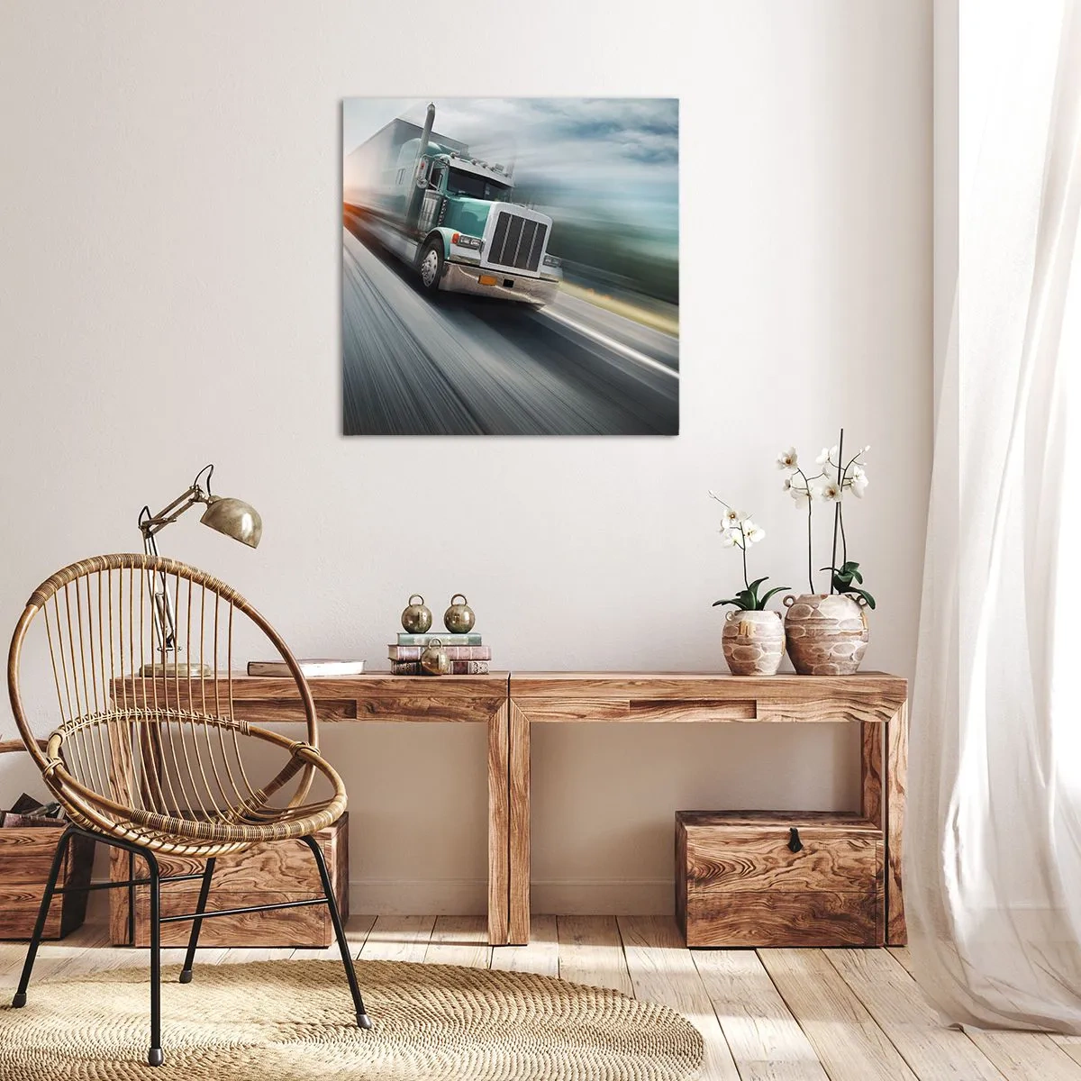 Schilderen op canvas - De Amerikaanse reus in haast - 50x50 cm