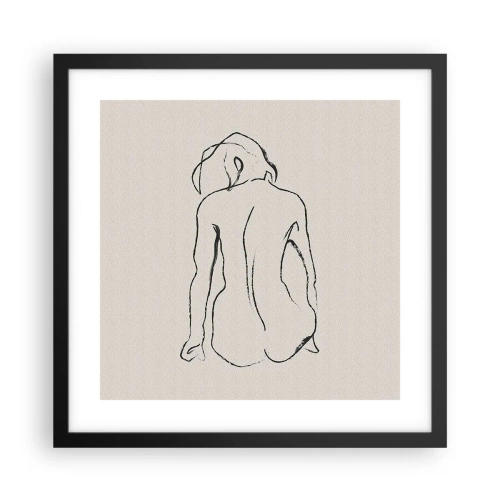 Poster in een zwarte lijst - Naakt meisje - 40x40 cm