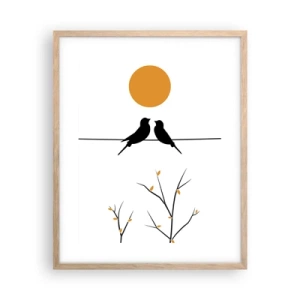 Een poster in een licht eiken lijst - Nachtegalen avond - 40x50 cm