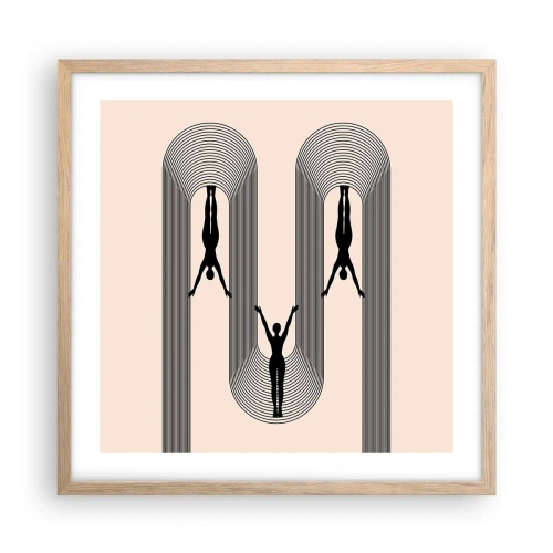 Een poster in een licht eiken lijst - Op zijn kop - 50x50 cm