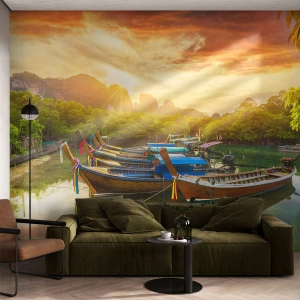 Fotobehang Premium Sand - Voor een drukke dag - Landschap, Thailand, Zee - 100x70 cm