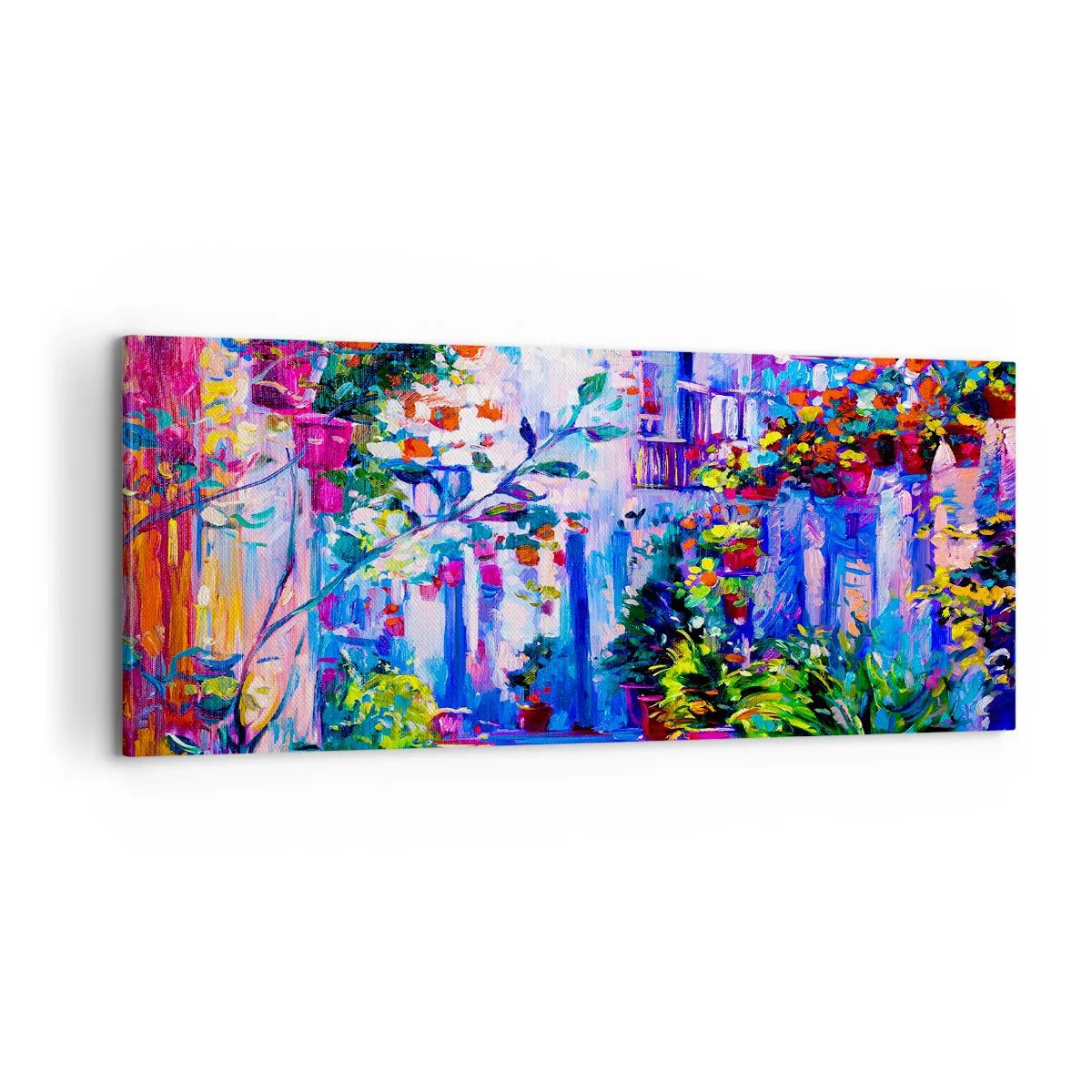 Schilderen op canvas - Impressie - een Italiaanse straat - 100x40 cm